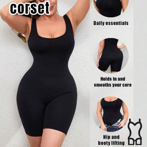 Women's Solid Minimalist Backless Tank Romper Casual Comfy