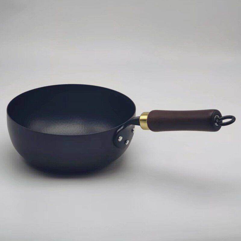 老式一人小铁锅无涂层超轻小号炒锅副食品平底熟铁制炒锅加深煮面