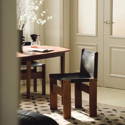 中古实木餐椅Monk Chair僧侣椅复古设计师皮质简约侘寂休闲书桌椅