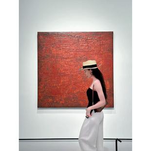 饰画抽象艺术感肌理油画感全季 侘寂风客厅装 酒店挂画 红红火火