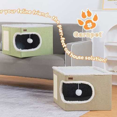 双口可折叠猫笼猫窝封闭式双层宠物窝带猫抓板不掉屑别墅房子