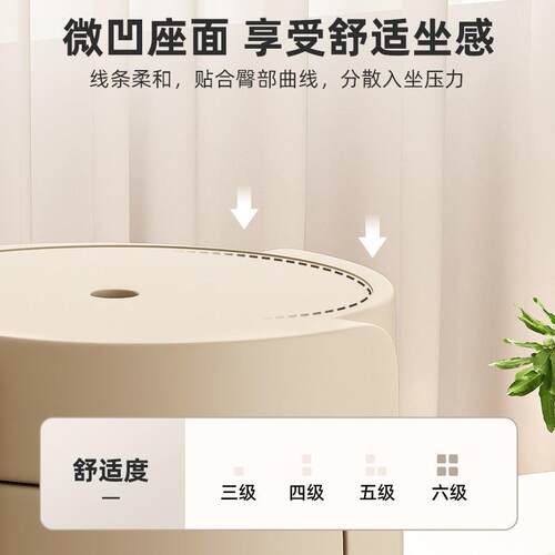 奶油风塑料凳子家用加厚现代简风车凳餐桌用备高N390-莫圆凳凳子