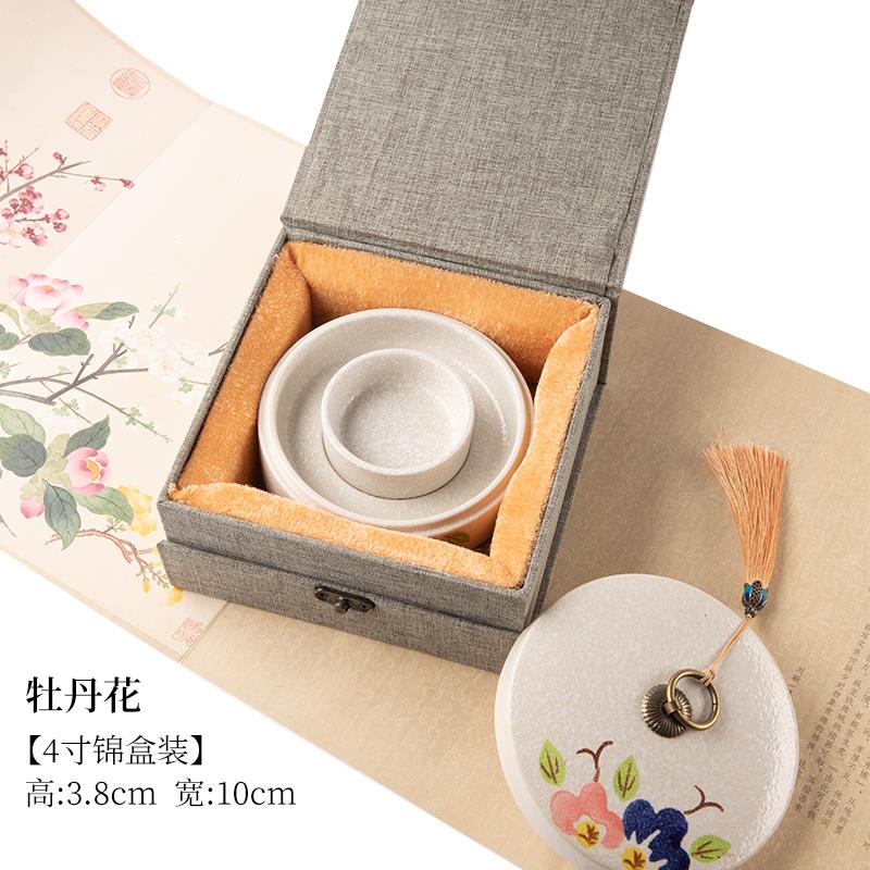 正品兰斋文房圈保湿防蒸发不干墨砚墨台笔墨水双书法专用带盖墨盒