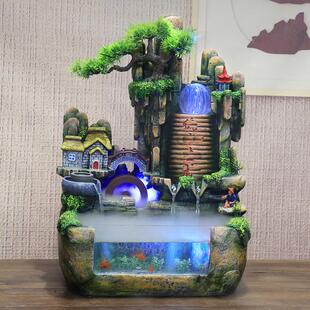 饰品开业903 假山流水喷泉摆件招财风水轮鱼缸循环水客厅办公室装