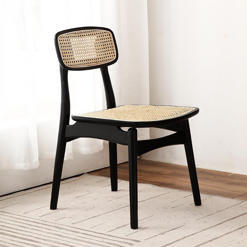正品北欧实木单人现藤编餐日式白蜡木侘寂家风椅用代简约咖啡椅厅