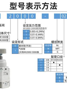 SMC精密调压阀IR1000/1010/1020-01 IR2000-02BG IR2010-02B