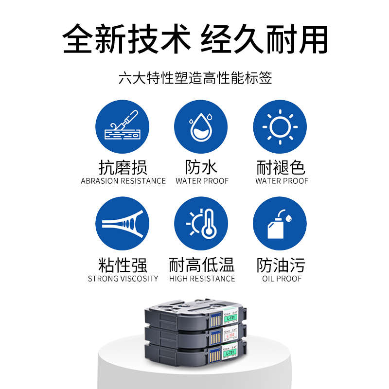 硕方LP5125H612P/BL标签机色带6 9 12mm标签带标签打印机覆膜强粘