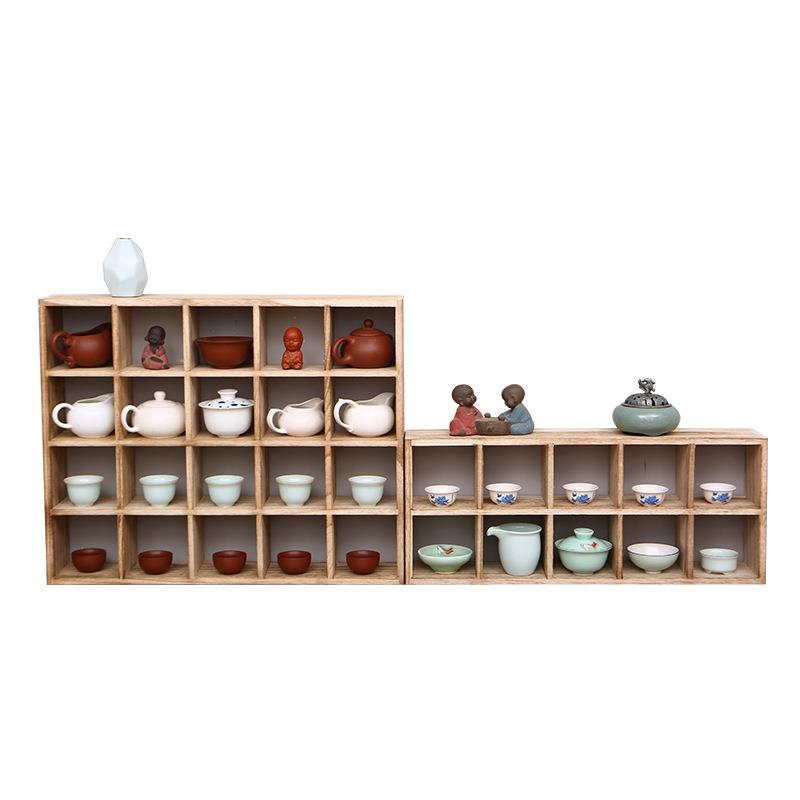 建盏茶杯架小紫砂壶架实木多宝阁中式博古架茶具收纳展示架50格