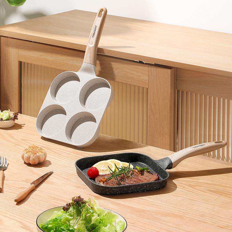 煎蛋神器鸡蛋汉锅不粘早餐煎鸡堡无品牌/煎蛋专用孔四锅平底锅煎