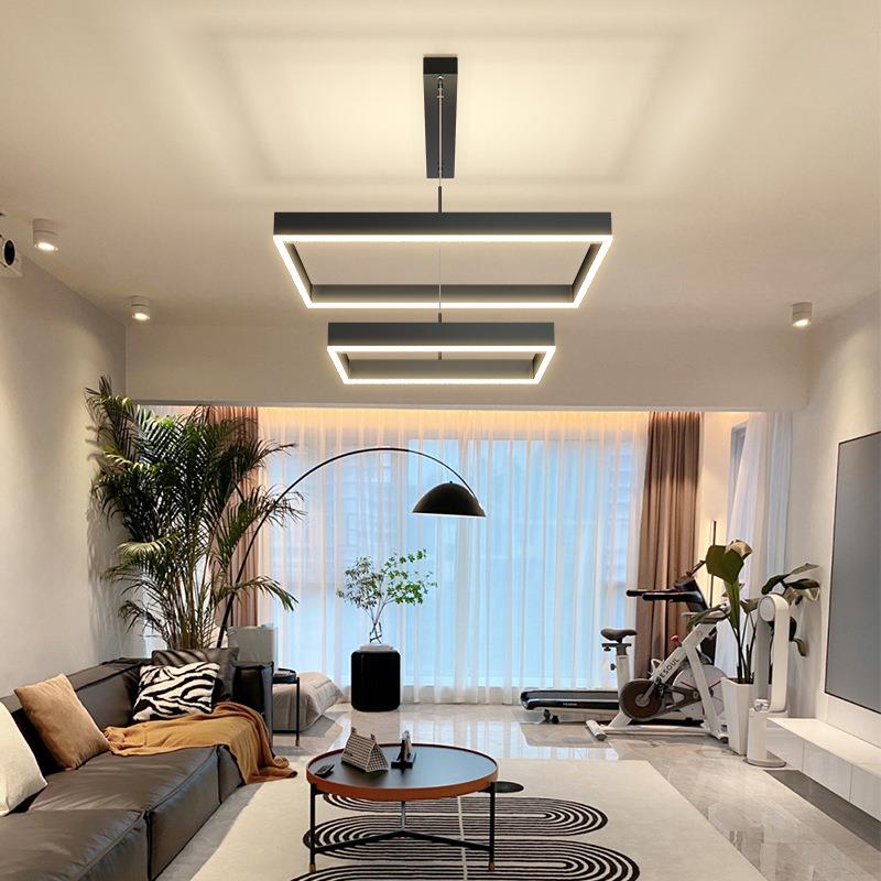 客厅吊灯现代简约大气2025新款北欧极简轻奢卧室餐厅方形大厅吊灯