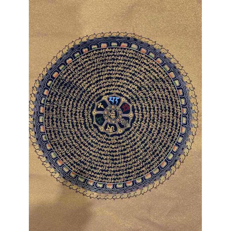 批发复古织锦唐卡刺绣画六字箴言织锦画一件代发