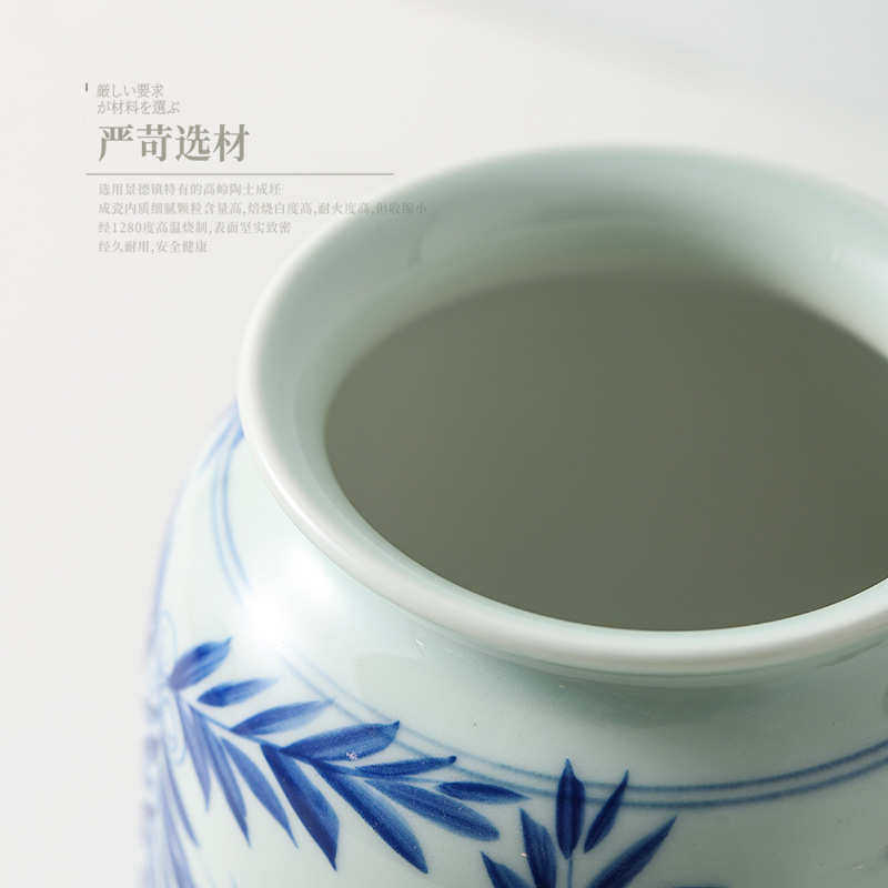 手绘青花瓷大号家轩储存罐用茶摆件艺陶瓷隆景德镇茶叶密封罐