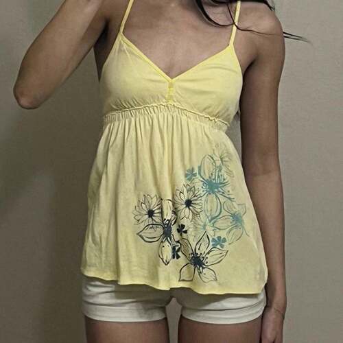 Spring Summer Ditsy Floral Halter Top Fresh Floral Print V