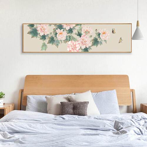 810高端牡丹现代客厅背景壁画横幅卧室挂画床头装饰画新中国风水