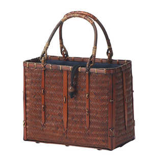 青年文艺中式收纳道具 拎包茶具手工包手女 竹编手提复古摄影篮子