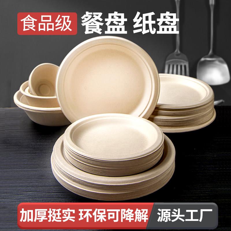 一次性碗筷聚会套装家用纸盘纸碗餐具可降解盘子食品级餐盘加厚