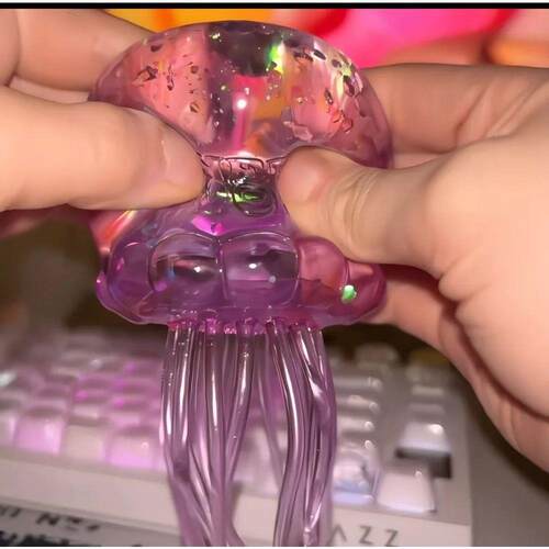 NeeDoh Jelly Squeeze Jellyfish Toy Transparent Glitter Stres