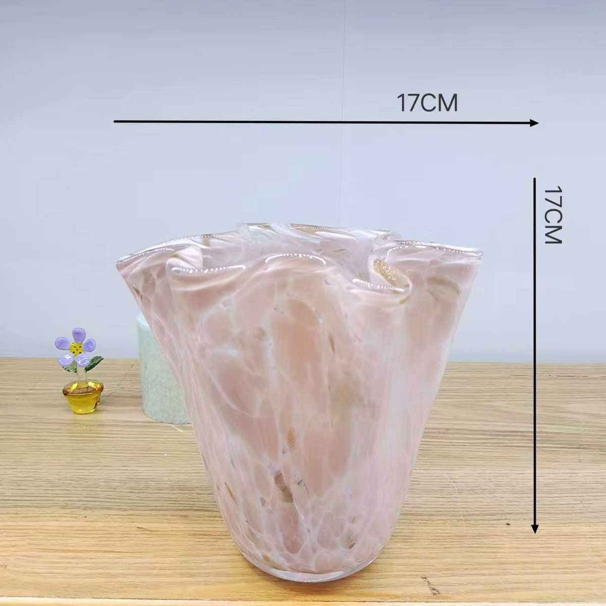容器饰品家居白菜花插花瓶装现代粉色玻璃软创意水培简约玻璃摆件