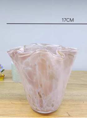 容器饰品家居白菜花插花瓶装现代粉色玻璃软创意水培简约玻璃摆件