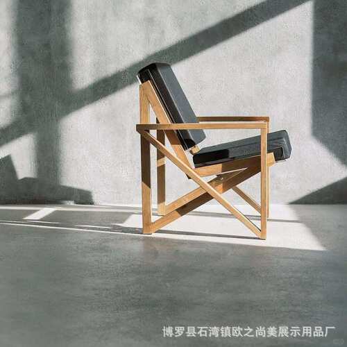 中古风实木餐椅亚克力现代简约椅子客厅带扶手靠背椅艺术透明椅子