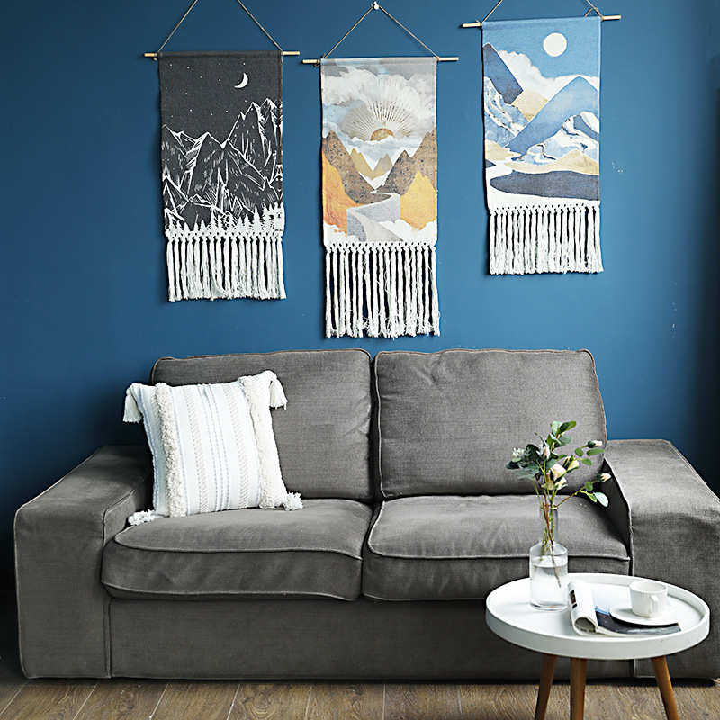 棉线编织挂毯印花壁挂手工打结流苏可选择花型墙壁挂饰,居家布艺,挂毯/壁毯,淘宝优惠券,粉丝福利购,淘宝优惠卷