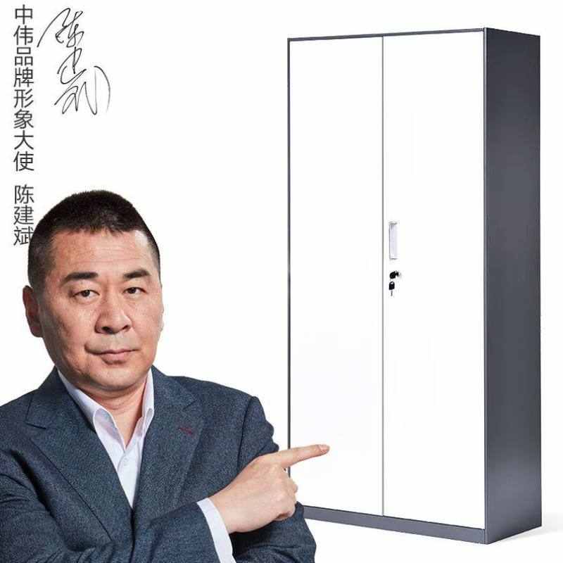 中伟文件柜办公柜钢制铁皮资料档案储物拆装柜薄边灰白套色通铁对