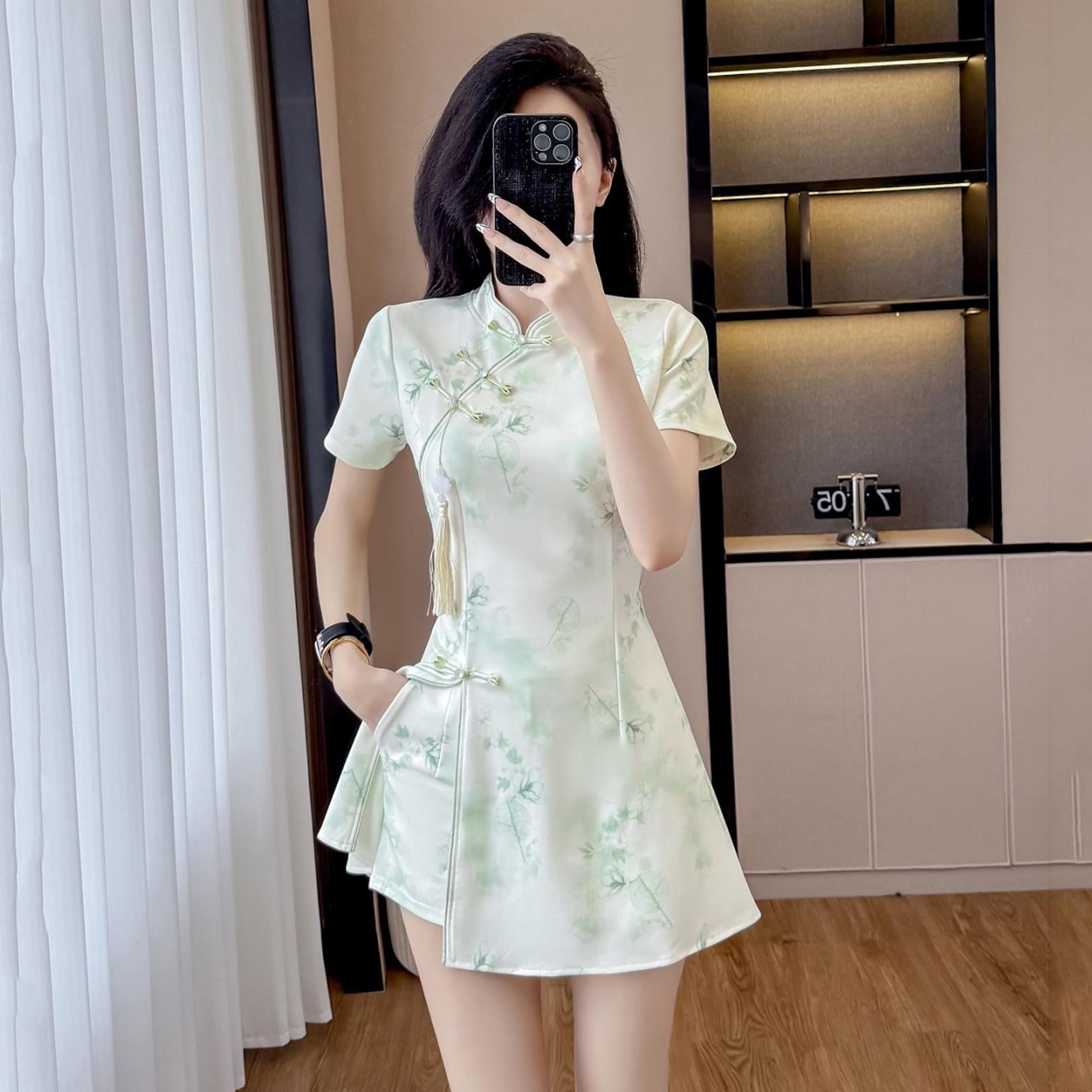 新中式中国风旗袍足疗女技师衣服柔式养生spa足浴工作服气质套装