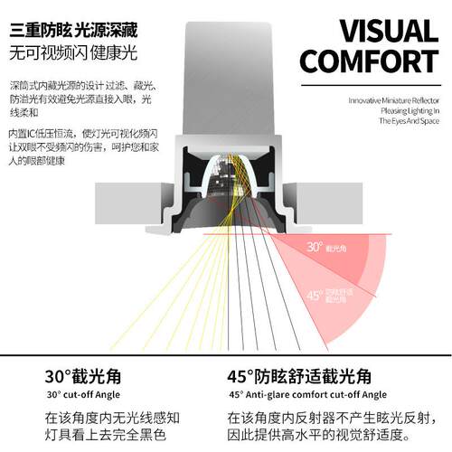 家用智能格栅灯 嵌入式长条形深杯防眩射灯 客厅全光谱防眩格栅灯