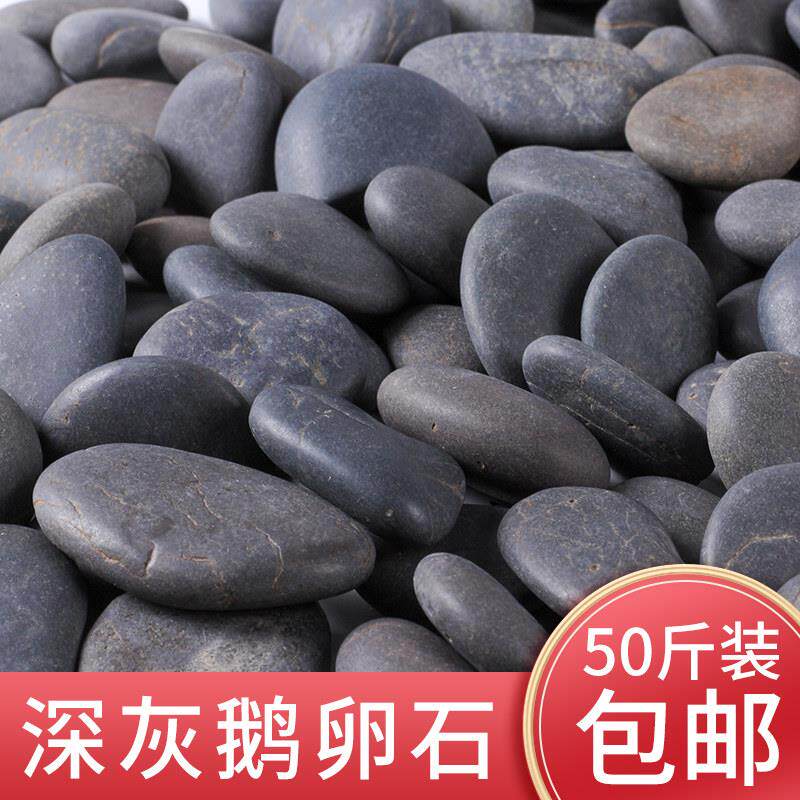 50斤装黑灰鹅卵石大石头庭院铺地舖路造景雨花石原石天然鹅软暖石