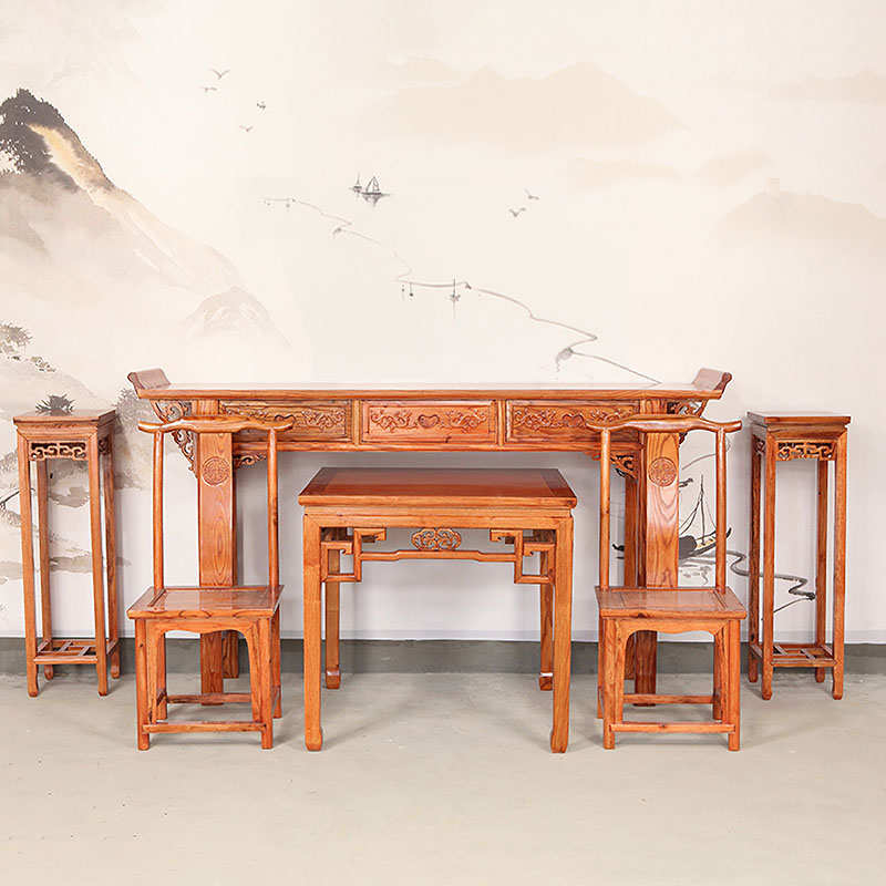中堂六件套四件套12条案供桌八仙桌农村古典农村供奉台中式全实木