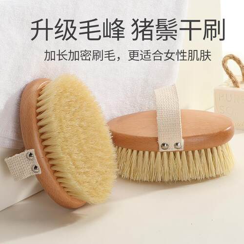干刷身体刷猪鬃毛沐浴洗澡刷美体刷腿磨砂膏刷子搓背搓泥神