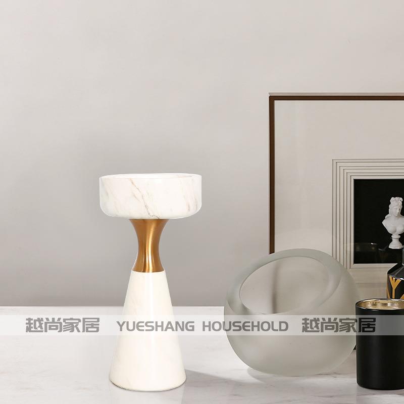创意家居轻奢现代装饰品简约工艺品烛台样品房软装摆件大理石烛台