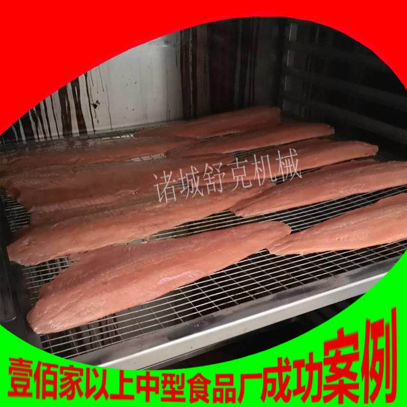 商用大型三文鱼冷熏烘干设备 厂家直销全自动500型马哈鱼烟熏机