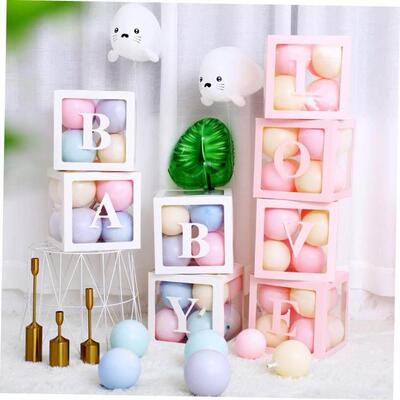 Baby Shower Decorations Boy Girl 30cm Transparent Box First