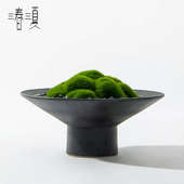 新中式 侘寂风禅意花艺青苔球绿植样板间售楼处会议桌茶室摆 日式