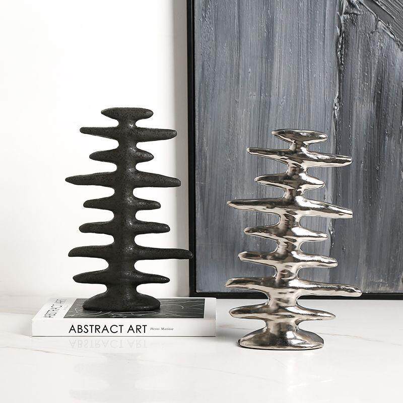 现代极简抽象术鱼骨陶瓷摆艺件店展房厅GUR电视酒柜书家居装饰工