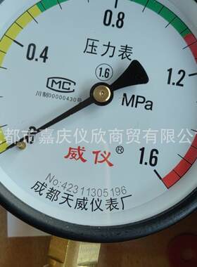 成都天威仪表厂径向压力表Y100 0.6MPA 1MPA 1.6MPA 1.6级螺纹M