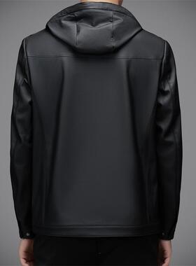 帽套男装子皮衣新款时尚夹克潮流高SK63-PP端拉链真皮加厚皮加绒