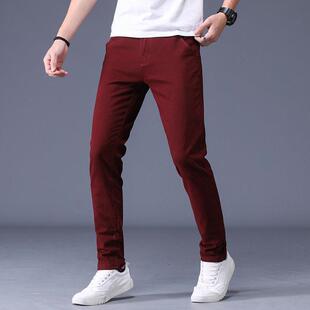 Cotton Slim Trousers Pants Fashion Men Chinos Casual Fit
