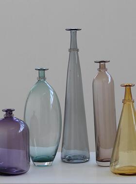 BX玻璃花瓶精磨刻小口摆件餐桌轻奢高档工艺品摆设样板间简约花器