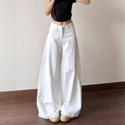 Women Casual Color Washed Leg Jeans Pants Daily Wear