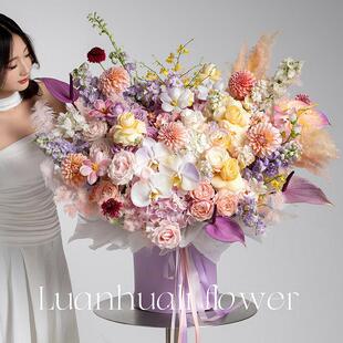 抱抱桶花桶礼盒花篮北京同城鲜花快递送花上门生日礼物乔迁贺喜