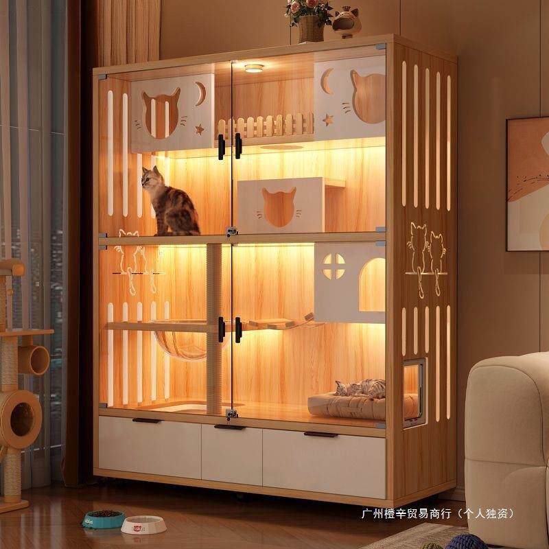 别墅猫笼子家用室内猫舍猫屋猫柜猫咪房子三层自由空间豪华