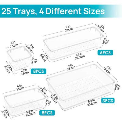 25pcs Plastic storage box set Cubes Drawer Organizer Makeup