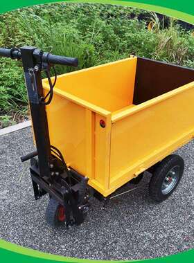 远通48V干电池工地电动灰斗车 手推电动工程运输工具车