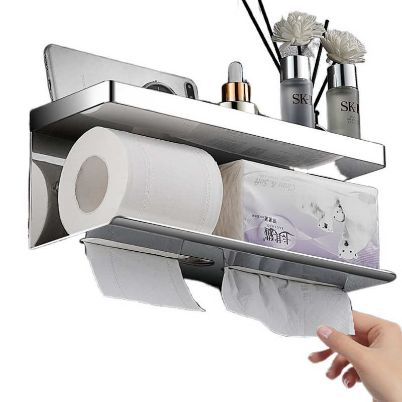 5DSU批发304不锈钢纸巾盒卫生间免打孔浴室厕纸架擦手卷纸盒泷叻