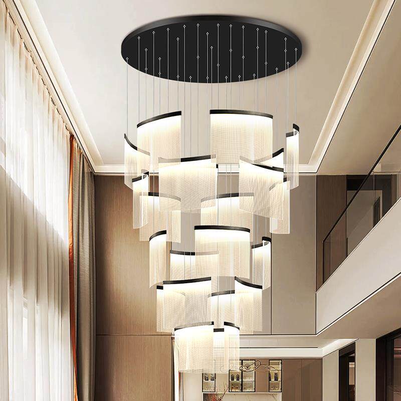 挑高别墅客厅吊灯复式楼挑空大厅loft公寓创意酒店大堂楼梯灯吊灯