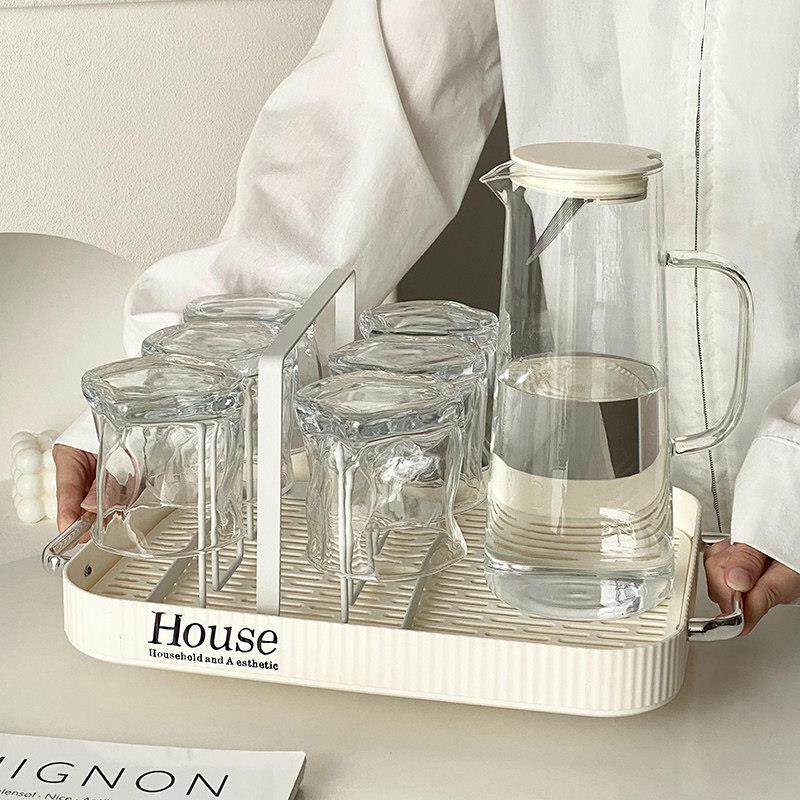 高级感轻奢玻璃杯子简约现代家庭用客厅待客水壶饮料喝水杯具套装