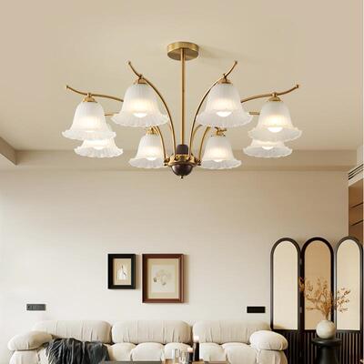 客厅吊灯法式奶油风网红铃兰花卧室吊灯中古风花朵氛围感餐厅吊灯