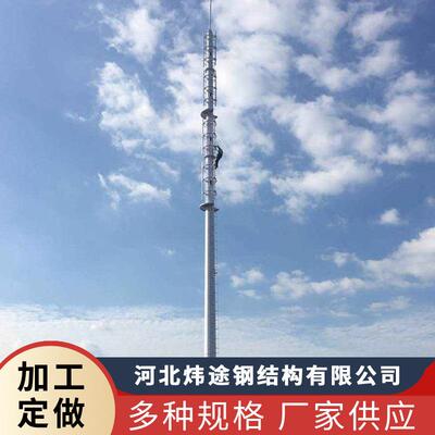 河北厂家直销通信单管塔景观化灯杆型抗风钢塔适用于超高层建筑